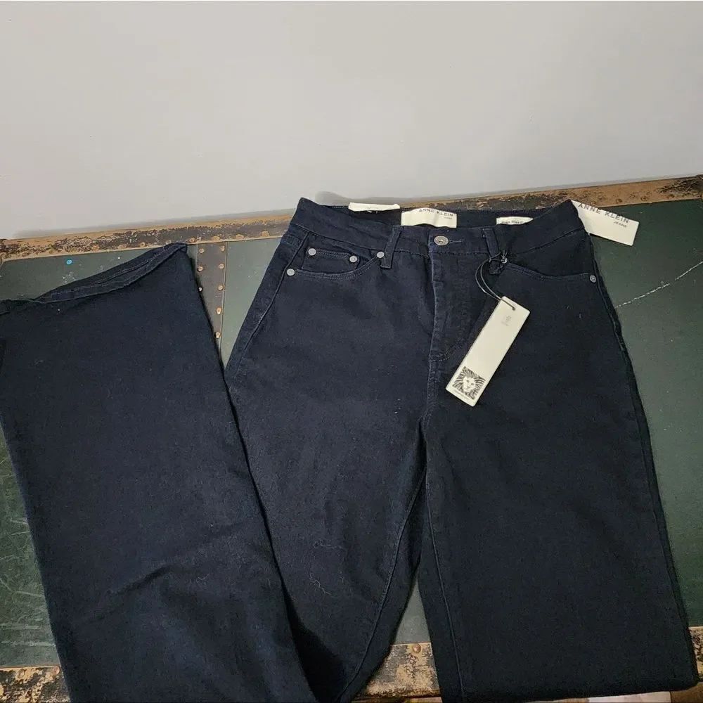 Anne Klein Women's Size 4 Denim Jeans High Rise Flare Leg Stretch Dark Wash NWT